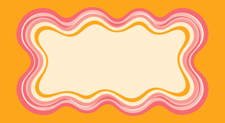 A vibrant, wavy-edged frame with multiple layers of color, set against a solid orange background.