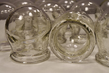 Glass medical cups for medical purposes, rehabilitation, increasing blood flow