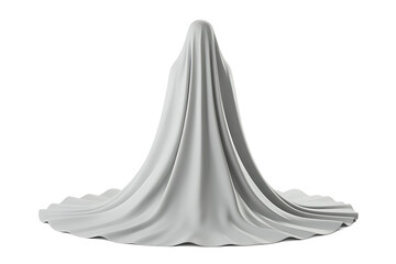 A draped figure shrouded in fabric, concealing form and identity, evoking mystery and concealment.