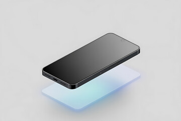 Sleek, modern device rests on a translucent surface, showcasing minimalist design and technology.