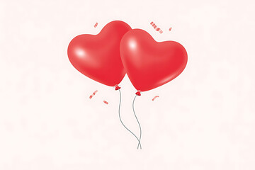 Two bright red heart-shaped balloons float gently, symbolizing love and affection.