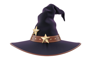 Dark wizard hat with golden stars, conveying magic, mystery, and fantastical power.