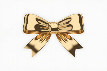 Elegant golden bow sits gracefully, radiating luxury and festive charm against a clean background.