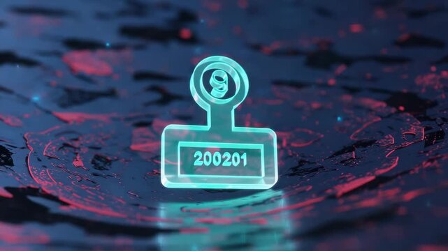 Abstract digital stamp design with glowing effects