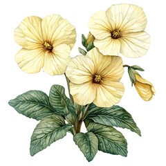 watercolor of Primrose Flower, vector, isolated on a white background.