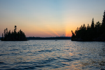 Obraz premium Silhouette of islands at sunset Ontario Canada 