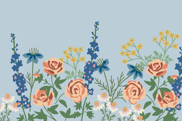 Decorative pollinator garden vector background