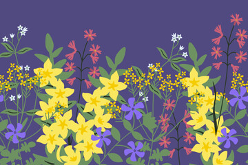 Decorative pollinator garden vector background