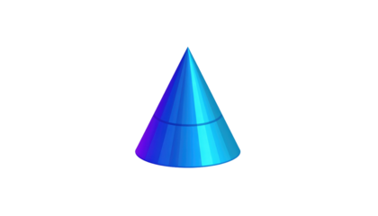 A blue cone, gradients blending, against a black backdrop. 3D rendered image