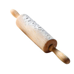 Fototapeta premium Wooden rolling pin with silver foil texture, baking dough roller isolated on white, kitchen utensil PNG cutout