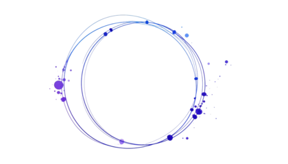 Gradient blue, shimmering circle with blurred edges against a black backdrop, evokes energy and ethereal movement.