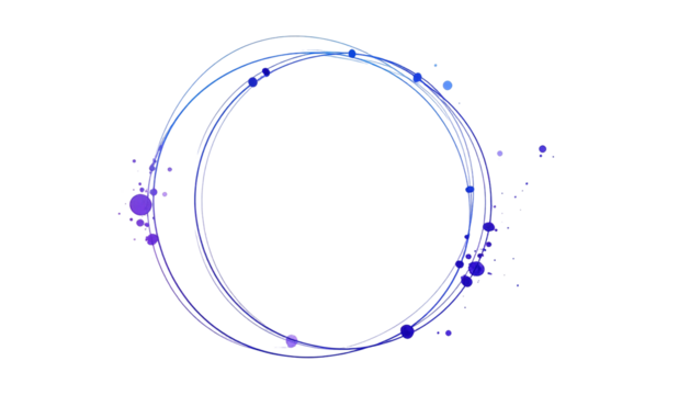 Gradient blue, shimmering circle with blurred edges against a black backdrop, evokes energy and ethereal movement.