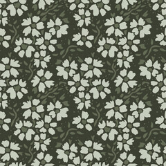 Seamless white decorative vector flowers