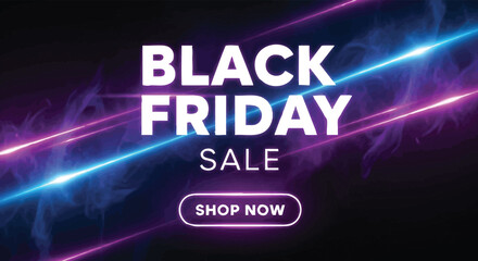 Black friday sale with glowing neon lights