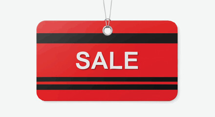 Red sale tag with black stripes