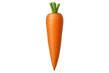 Fresh orange carrot with green top isolated, healthy raw vegetable, root ingredient on transparent background