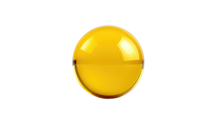 A vibrant yellow translucent orb with bright, diffused highlights and a dark surrounding background
