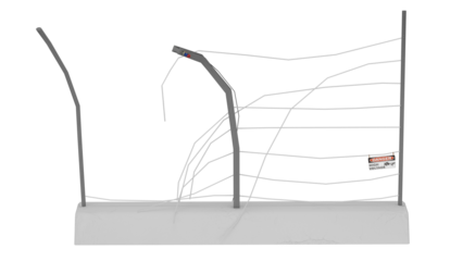 Broken fence section in a public area needing repair