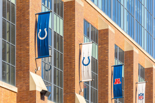 Indianapolis, IN, USA - October 20, 2025: Lucas Oil Stadium is home to the NFL&rsquo;s Indianapolis Colts football team, as well as hosting other events.