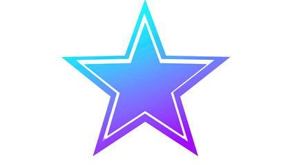 Fototapeta premium Gradient star with outlined edges in cyan, blue, and purple, isolated against a black background