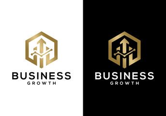 bar graph logo icon with an arrow pointing upwards