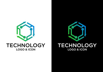 technology hexagon logo icon design vector