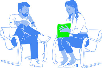 Two colleagues are working on a project. Vector illustration. 