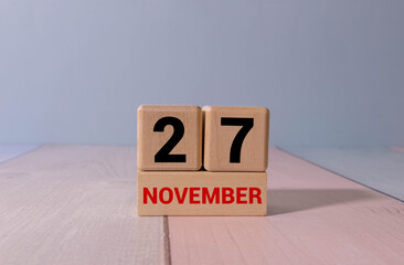 Wooden Calendar Showing the Date of November 27