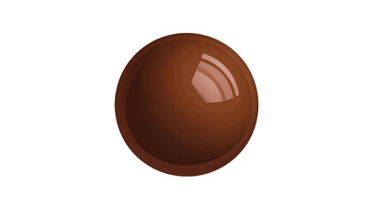 A brown sphere, glossy and smooth, stands out against a solid black background, with a light reflection