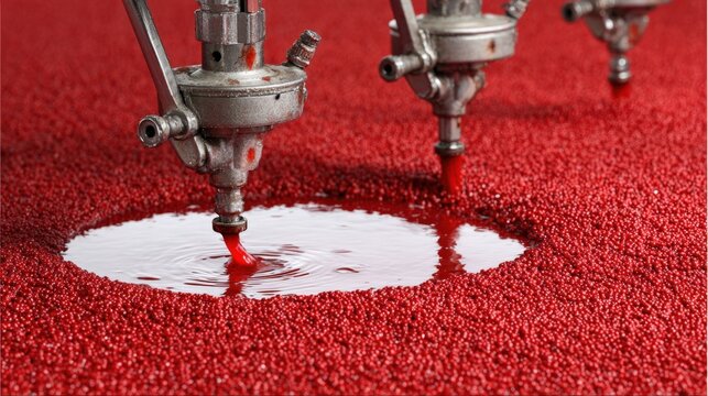 Closeup medium shot of intelligent stain detection technology using smart sensors and AI algorithms to improve accuracy in textile quality control processes.