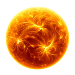 Vibrant abstract illustration of a glowing orange energy sphere with swirling patterns, resembling a fiery sun or plasma ball.