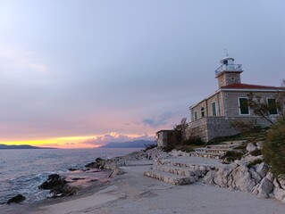 lighthouse at sunset