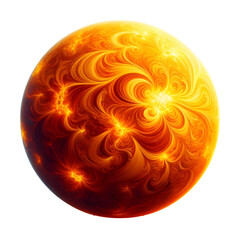 Vibrant abstract illustration of a glowing orange energy sphere with swirling patterns, resembling a fiery sun or plasma ball.