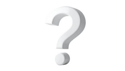 3D white question mark with shadow on a black background; simple and clear for versatile use
