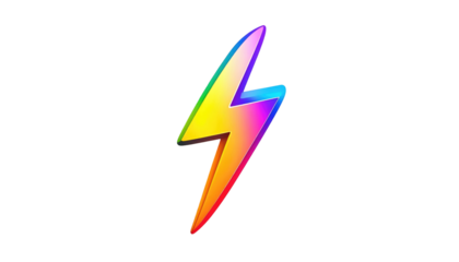 Colorful lightning bolt design on black background with vibrant gradient hues for striking, energetic, eye-catching visuals