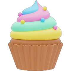 Colorful and Sweet Cupcake with Swirled Frosting and Sprinkles.