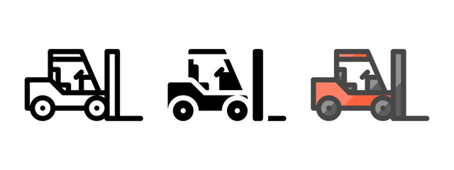Multipurpose forklift vector icon in outline, glyph, filled outline style. Three icon style variants in one pack. © AbtoCreative