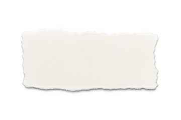 White paper strip with ripped edges, blank for your text or design. Isolated on transparent background