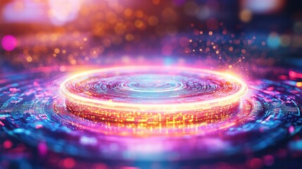 Abstract Tech Portal, Digital Energy, Glowing Data