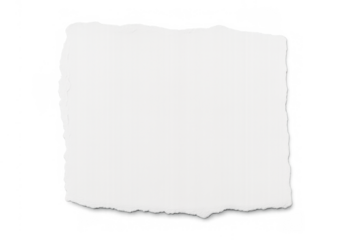 White ripped paper piece with torn edges, blank scrap for messages or notes, transparent background