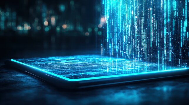 Digital Data Stream - Tablet, Tech, Future, AI, Code