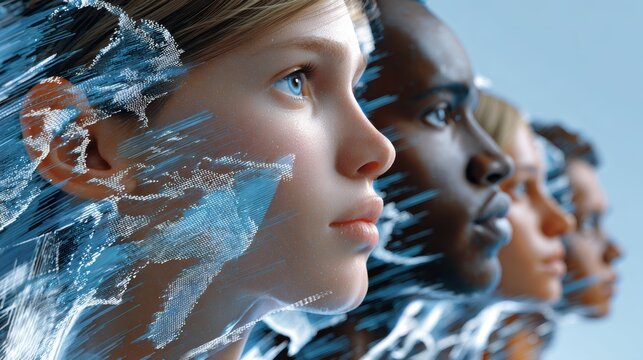 Diverse Faces Global Network AI Technology Future - people business