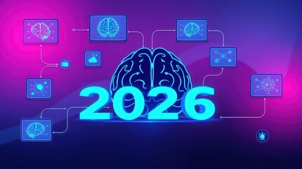 2026 New Year's Eve background image of a brain