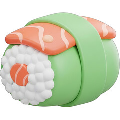 Delicious sushi roll with salmon and seaweed a culinary delight.