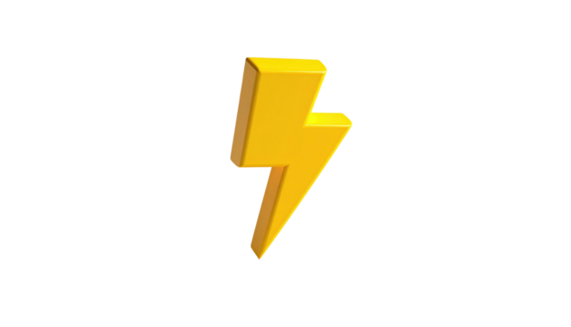 Bold yellow lightning bolt icon against a stark black background, creating high contrast and a striking visual