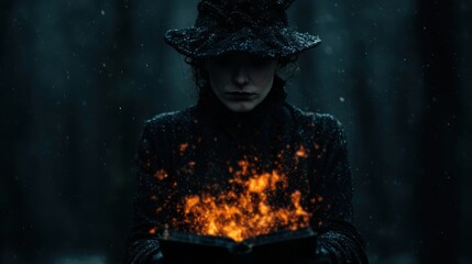 Witch Spell Book Fire Magic Fantasy Dark Art