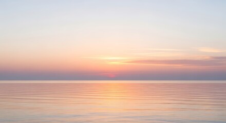 Fototapeta premium Pastel horizon glow, serene seaside landscape, a peaceful dreamy nature