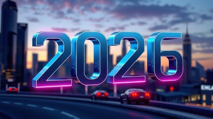 2026 New Year's Eve in the city background