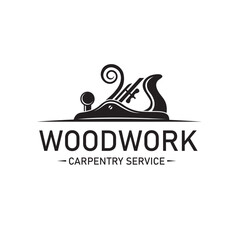 black woodworking carpentry emblem isolated on white background