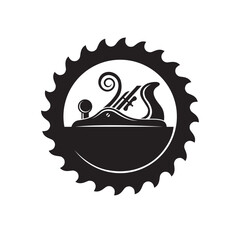 black woodworking carpentry emblem isolated on white background